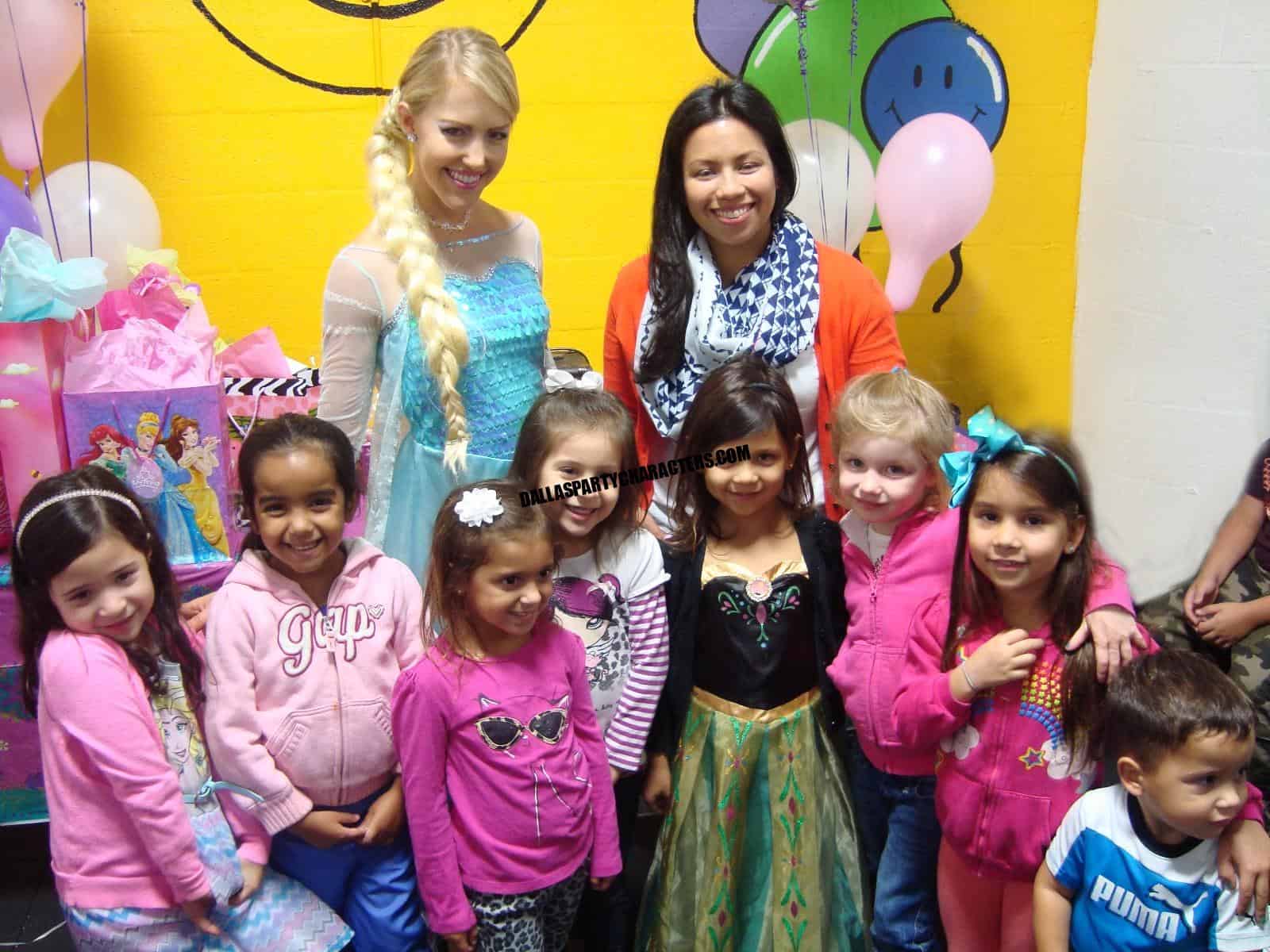Snow princess character at a Dallas kids birthday party