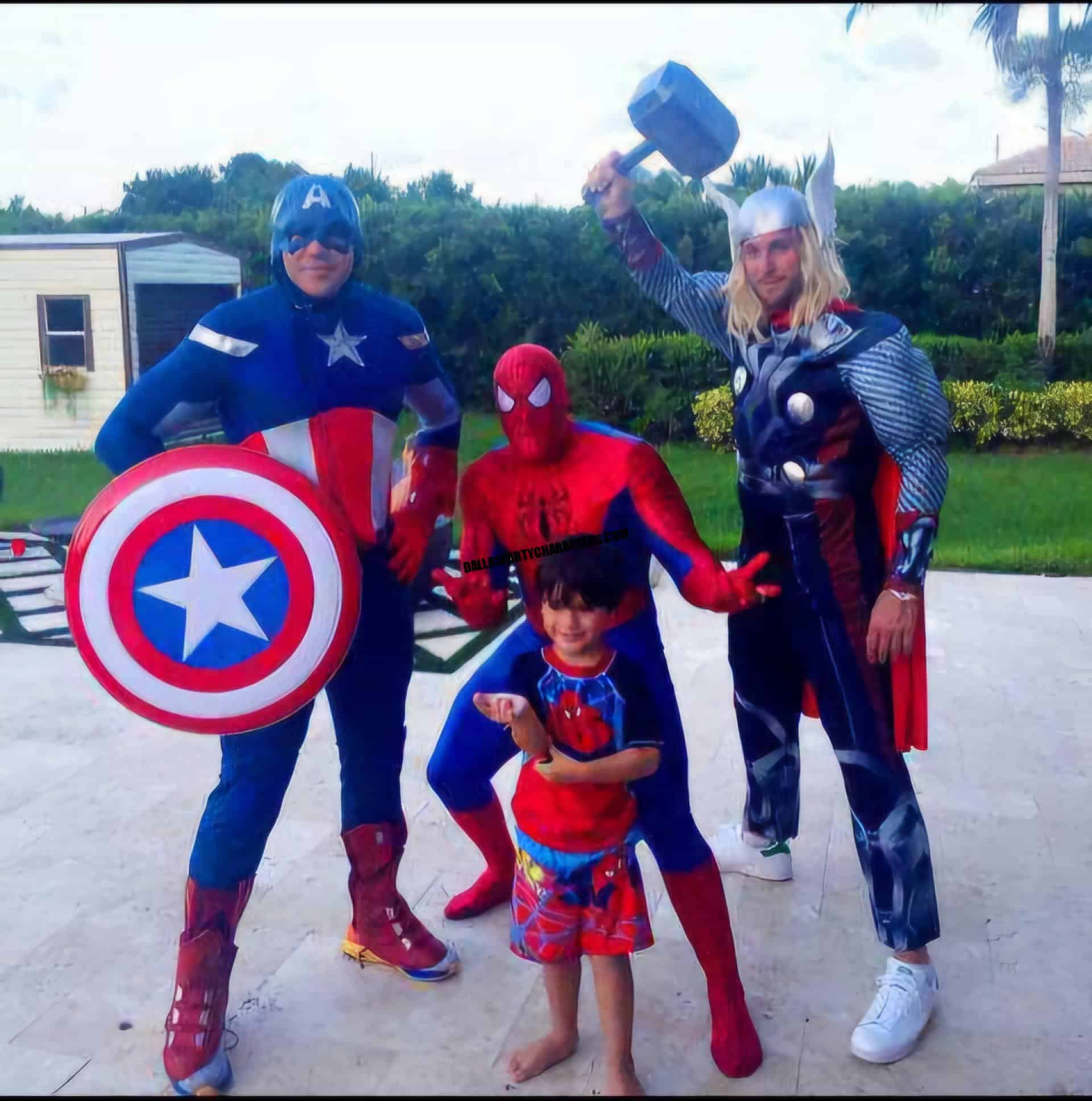 Superhero party character visiting a kids birthday in Garland, TX