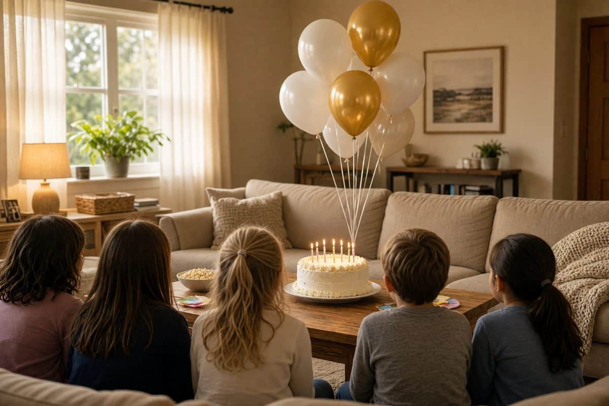 Indoor kids birthday party in an Irving, TX living room